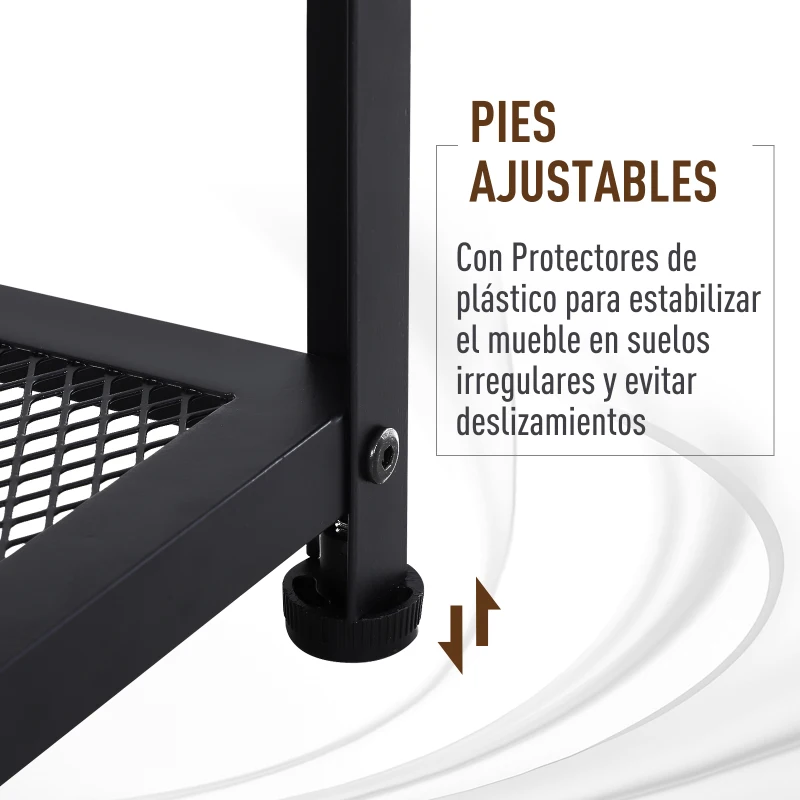 HOMCOM Estantería para Zapatos Industrial de 2 Niveles Zapatero para Entrada Pasillo Carga 120 kg 70x30x48 cm Negro