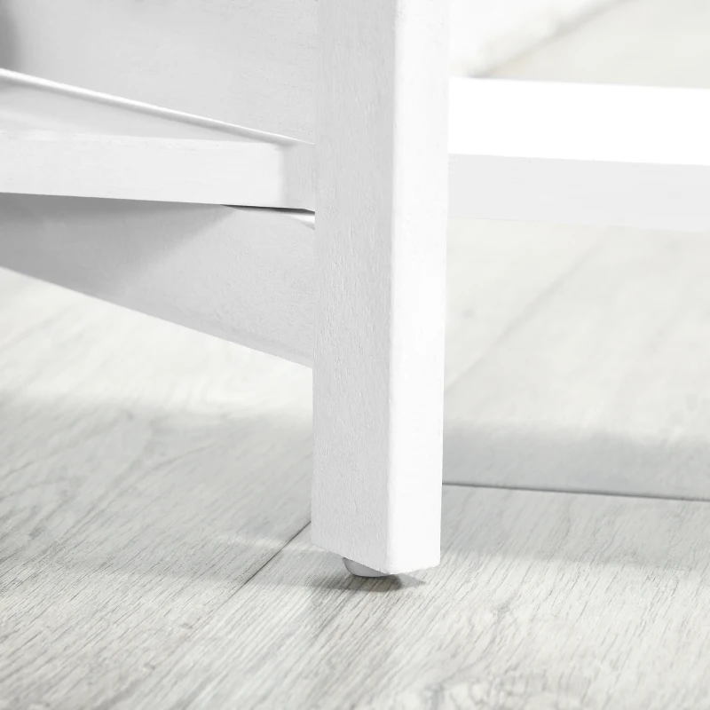 HOMCOM Biombo Separador de Madera de 4 Paneles Divisor de Habitaciones Plegable con 3 Estantes Extraíbles Diseño Persiana para Dormitorio Oficina 160x170 cm Blanco