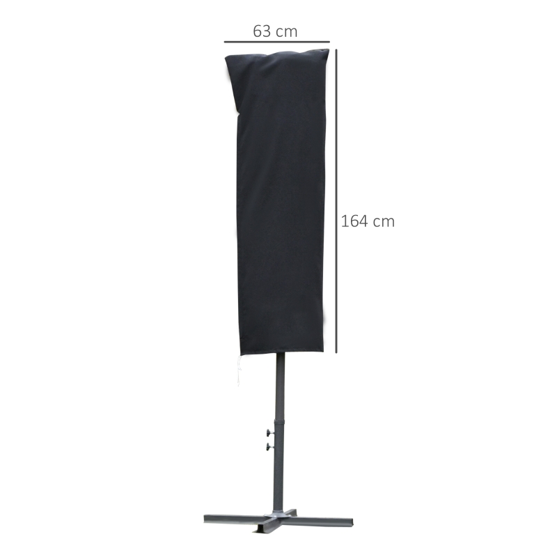 Outsunny Housse de protection imperméable pour parasol droit avec fermeture éclair et cordon de serrage polyester oxford noir