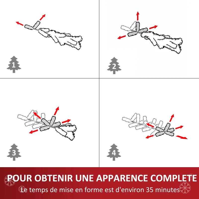 HOMCOM Sapin de Noël Artificiel Aspect enneigé 180H cm 50 Pommes de pin 718 Branches épines Imitation Nordmann Grand réalisme