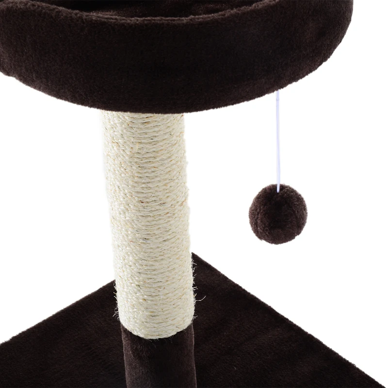 PawHut 70cm Height Cat Tree for Indoor Cats Scratching Post Furniture Pet Play Area Activity Center Kitten Climbers Climbing Exercise w/ Hanging Toy & Cushion