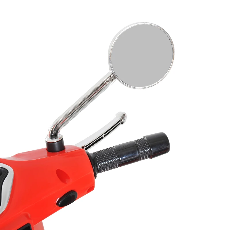 HOMCOM Moto Eléctrica Infantil Coche Triciclo Vespa Scooter Eléctrico a Batería con Luz MP3 USB Bocina para Niños Más de 3 Años Carga 25kg Rojo(m-8)