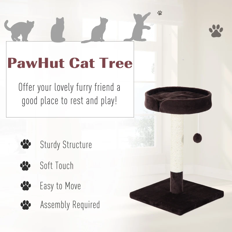 PawHut 70cm Height Cat Tree for Indoor Cats Scratching Post Furniture Pet Play Area Activity Center Kitten Climbers Climbing Exercise w/ Hanging Toy & Cushion