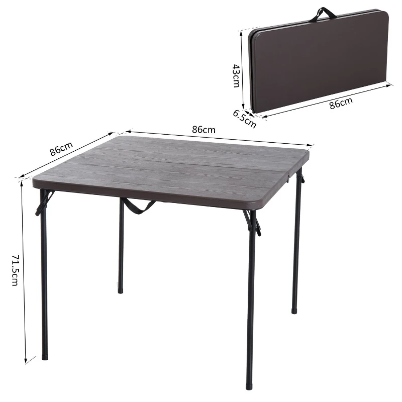Outsunny Mesa de Camping Plegable y Portátil tipo Mesa Buffet Auxiliar Ligera y Multiusos con Asas PP 86x86x71.5cm (LxANxAL)