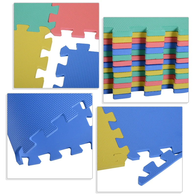 HOMCOM Tapis de Sol en Mousse Tapis Puzzle interconnectables dim. 63L x 63l x 1H cm 12 pièces Grande Surface 4,32 m² Multicolore