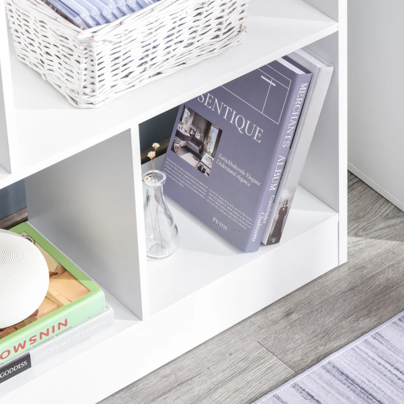 HOMCOM Estantería Librería de 4 Niveles con 10 Compartimentos Estantes de Almacenaje Multiusos para Libros Plantas 100x23,8x140 cm Blanco