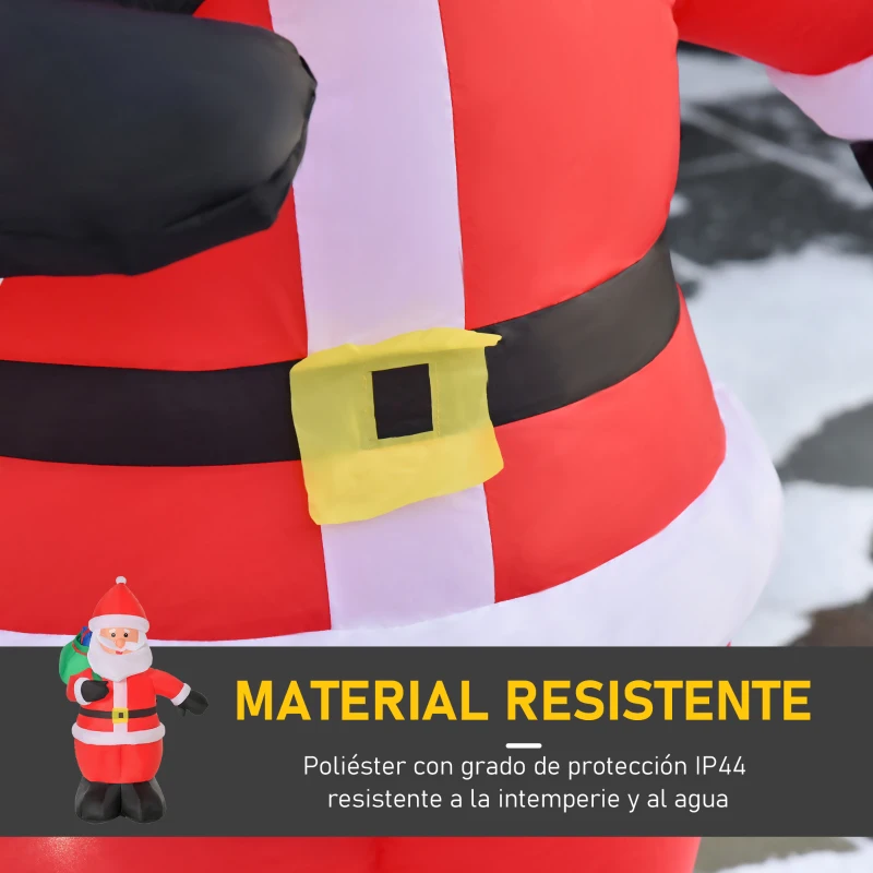 HOMCOM Papá Noel Inflable con Saco de Regalos con Luces LED e Inflador Eléctrico Decoración Navideña para Exteriores Interiores 110x95x150 cm Multicolor