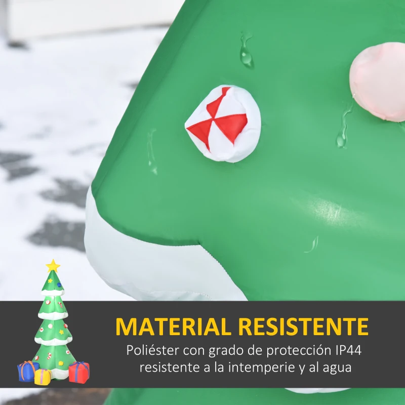 HOMCOM Árbol de Navidad Inflable 176 cm con Luces LED e Inflador Decoración Navideña para Interiores y Exteriores 100x80x176 cm Multicolor