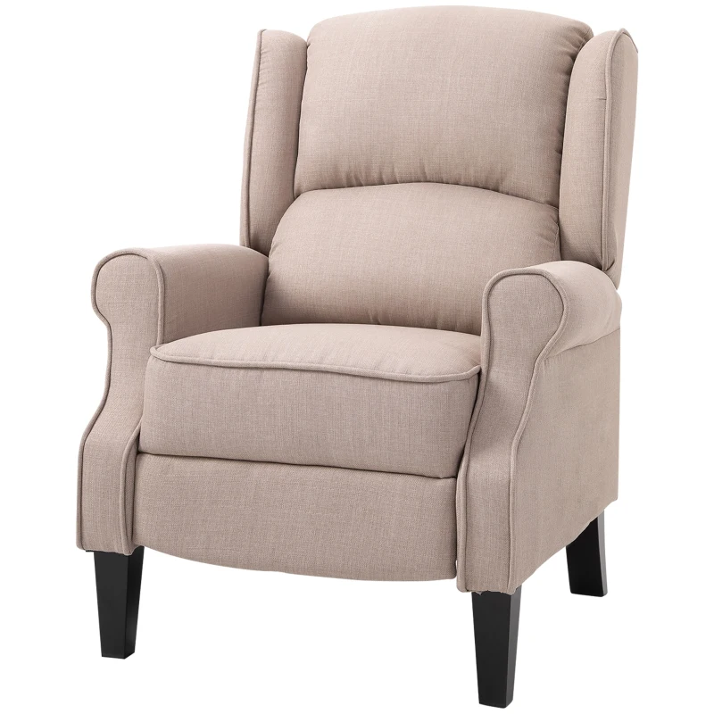 HOMCOM Heated Massage Reclining Armchair Thick Sponge Padded Linen Upholstery Metal Wood Frame Home Luxury Relaxation Beige