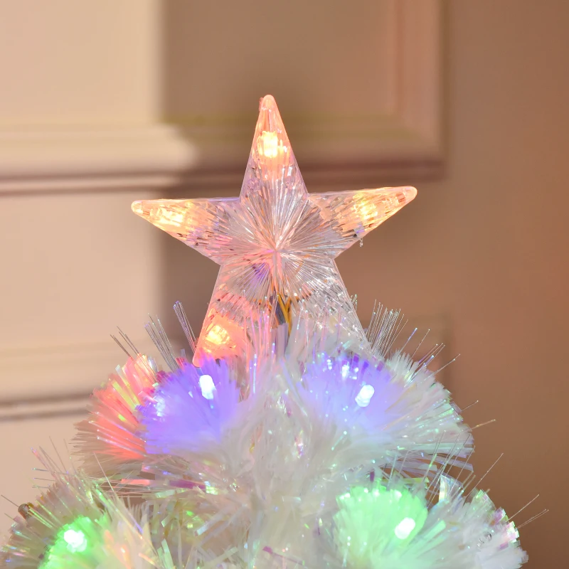 HOMCOM 3FT Pre-Lit Artificial Christmas Tree w/ Fibre Optic LED Lights Holiday Home Xmas Decoration-White