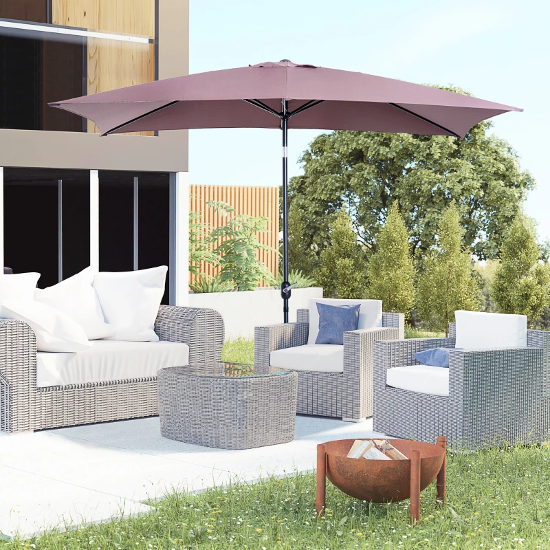 Outsunny Patio Umbrella Parasol W/ Tilt Crank-Brown