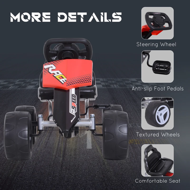 HOMCOM Pedal Go Kart Kids Ride on Car Safety Chain Guard Outdoor Racer Bike Toy Gift Age 3 Years