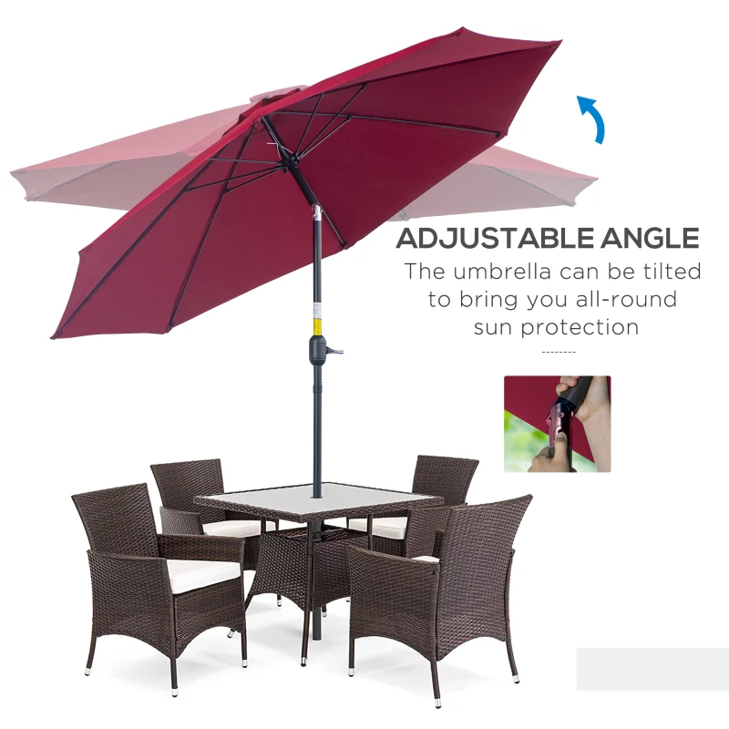 Outsunny 2.6M Umbrella Parasol-Red