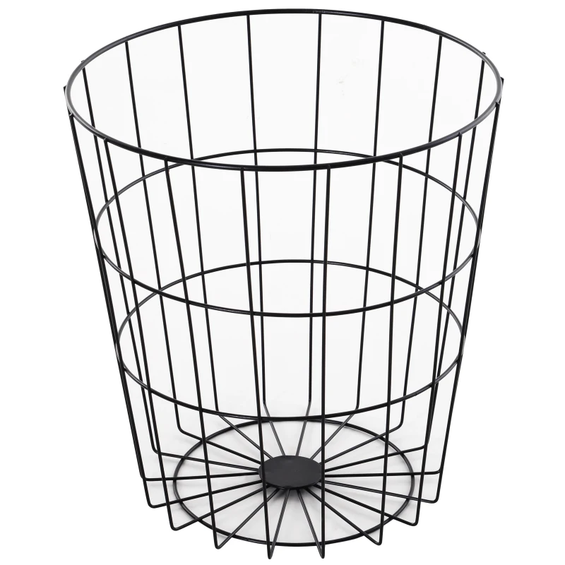 HOMCOM Mesa Auxiliar Redonda Mesa de Centro de Estilo Industrial Perfecta para Salón o Dormitorio por Gran Espacio de Almacenaje Φ39.5x43cm Madera y Negro