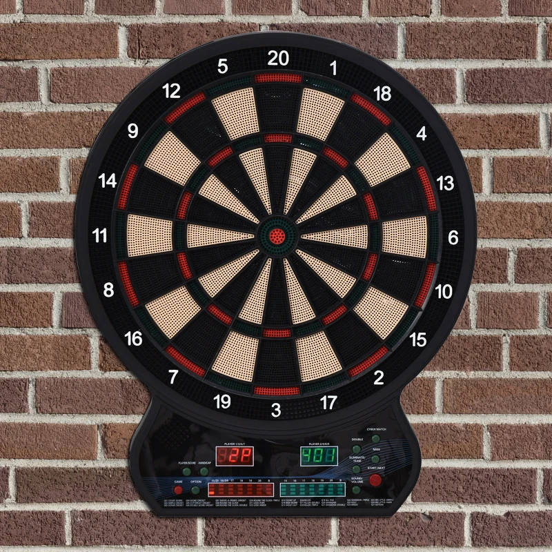 HOMCOM Electronic Hanging Dartboard LED Digital Score Set 27 Games and 202 Variations with 12 Soft Tip Darts