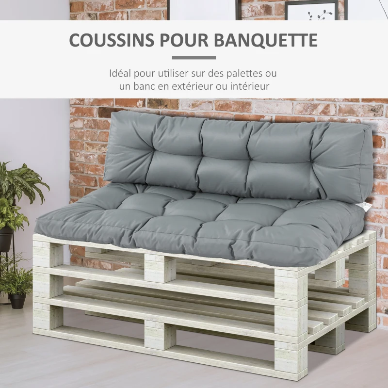 Outsunny Coussins Matelas Assise Dossier pour Banc de Jardin balancelle canapé 2 Places Grand Confort dim. 120L x 80l x 12H cm Polyester Gris