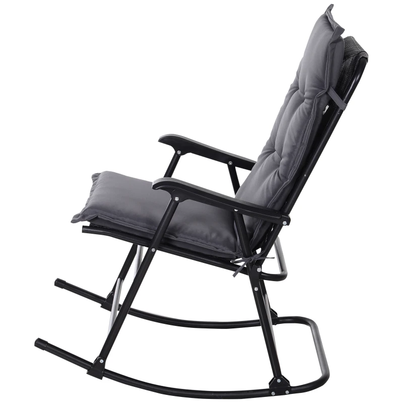 Outsunny Cojín de 2 Piezas para Tumbona de Exterior Colchoneta para Sillas de Jardín Acolchado Cómoda con Cuerda de Fijación Lavable a Mano Poliéster Esponja 120x50x6 cm Gris