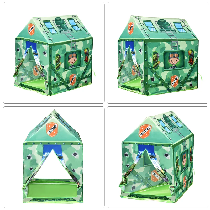 HOMCOM Tente Enfant Tente de Jeu dim. 93L x 69l x 103H cm 2 Portes Polyester Vert
