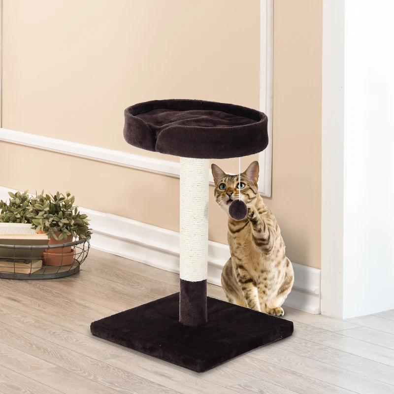 PawHut 70cm Height Cat Tree for Indoor Cats Scratching Post Furniture Pet Play Area Activity Center Kitten Climbers Climbing Exercise w/ Hanging Toy & Cushion