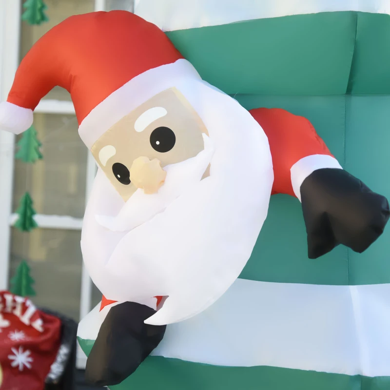 HOMCOM 8ft Tall Inflatable Christmas Tree Stuck Santa Claus Rudolph Reindeer Holiday XMAS Season Decoration Outdoor Airblown Lawn Ornament