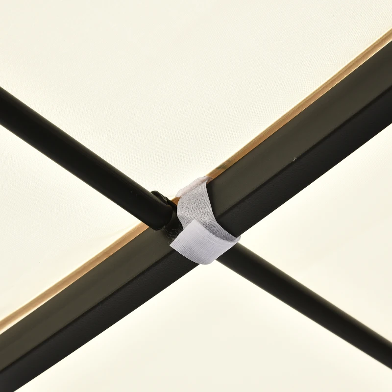 Outsunny Pergola tonnelle de jardin auvent 3 x 3 m adossable métal gris polyester imperméabilisé anti-UV beige