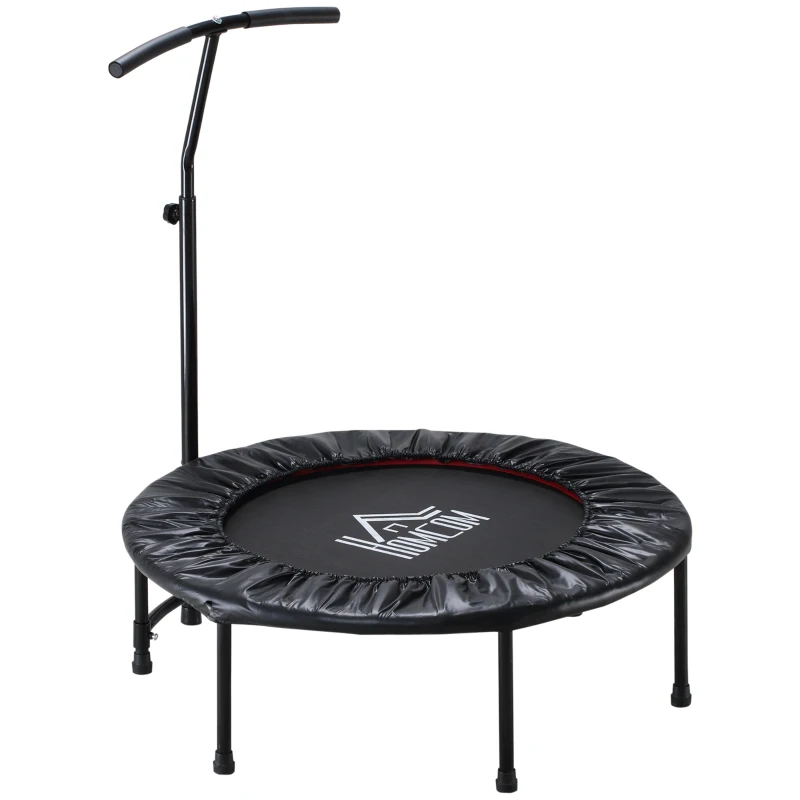 HOMCOM 40'' Fitness Trampoline with Adjustable Handle, Rebounder Trampoline Mini Jumper for Indoor Exercise Workout, Support Up to 100kg, Black