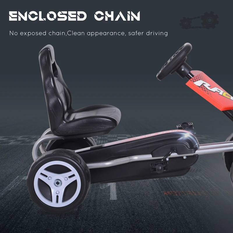 HOMCOM Pedal Go Kart Kids Ride on Car Safety Chain Guard Outdoor Racer Bike Toy Gift Age 3 Years