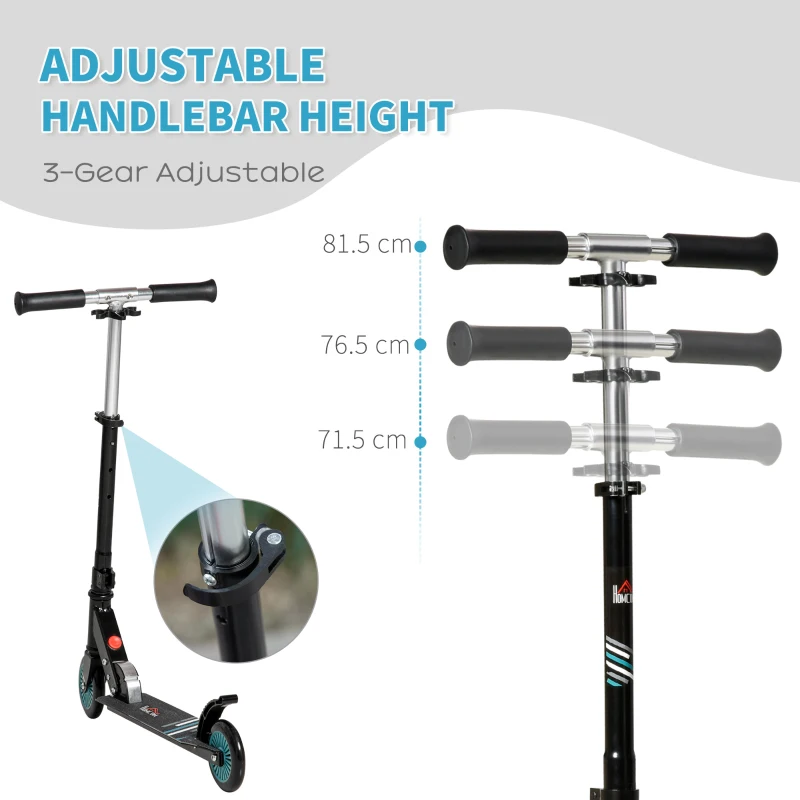 HOMCOM Kids Scooter One-Click Foldable Kick Scooter Adjustable Height for Boys and Girls 3 - 8 Years White