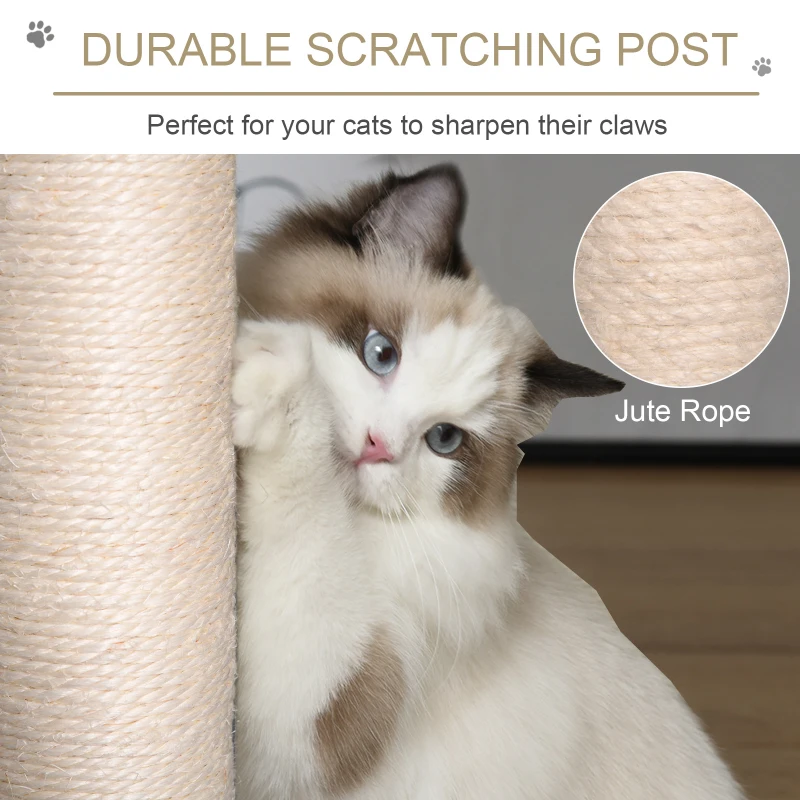 PawHut Cat Tree for Indoor Cats Kitten Tower Multi-level Activity Centre Pet Furniture with Scratching Post Condo Hanging Ropes Plush Perches Grey