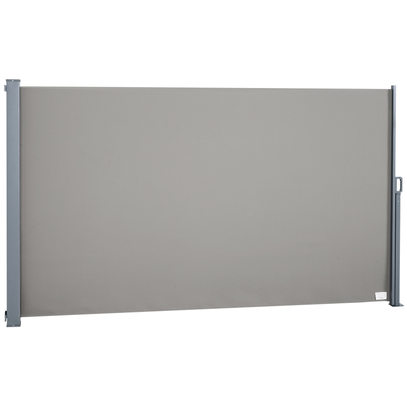 Outsunny Store latéral brise-vue rétractable 300 x 180 cm, paravent extérieur en aluminium, protection solaire, brise-vue extensible pour balcon, jardin, terrasse, gris