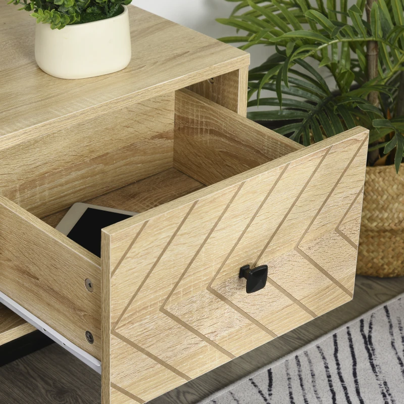 HOMCOM Meuble TV 2 tiroirs 2 niches de rangement bois et pieds en métal dim. 120L x 39l x 44,5H cm