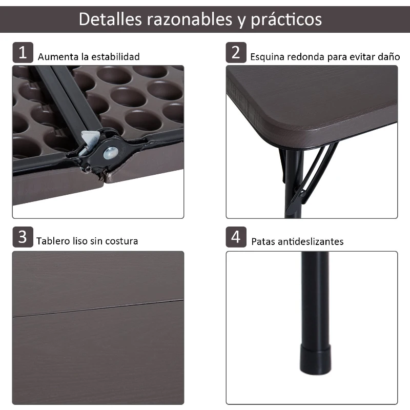 Outsunny Mesa de Camping Plegable y Portátil tipo Mesa Buffet Auxiliar Ligera y Multiusos con Asas PP 86x86x71.5cm (LxANxAL)