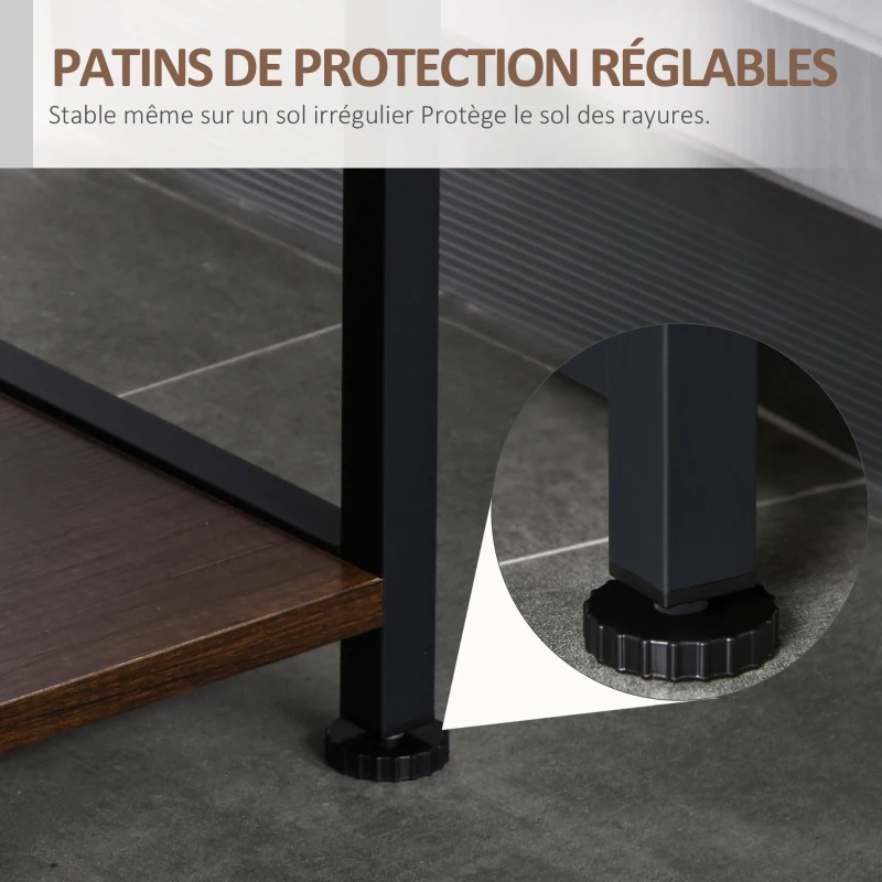 HOMCOM Étagère de rangement cuisine étagère de Micro-Ondes Style Industriel dim. 90L x 40l x 84H cm métal Panneaux boisé