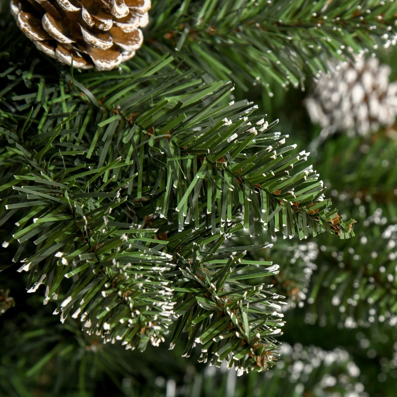 HOMCOM Sapin de Noël Artificiel Aspect enneigé 180H cm 50 Pommes de pin 718 Branches épines Imitation Nordmann Grand réalisme