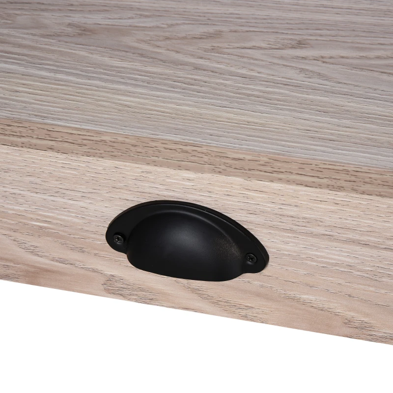 HOMCOM Bureau Design Industriel Grand Plateau et tiroir métal Noir Panneaux Particules Imitation chêne Clair