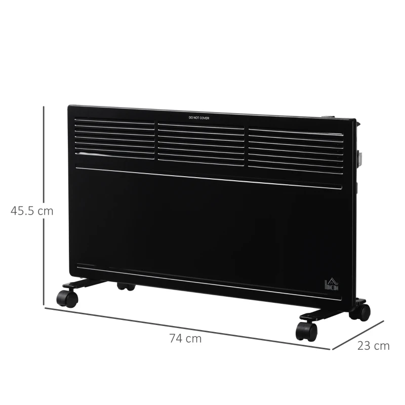 HOMCOM POWER Convector Radiator Freestanding or Wall-mounted Heating with 2 Heat Settings Safety Cut-Off, Black