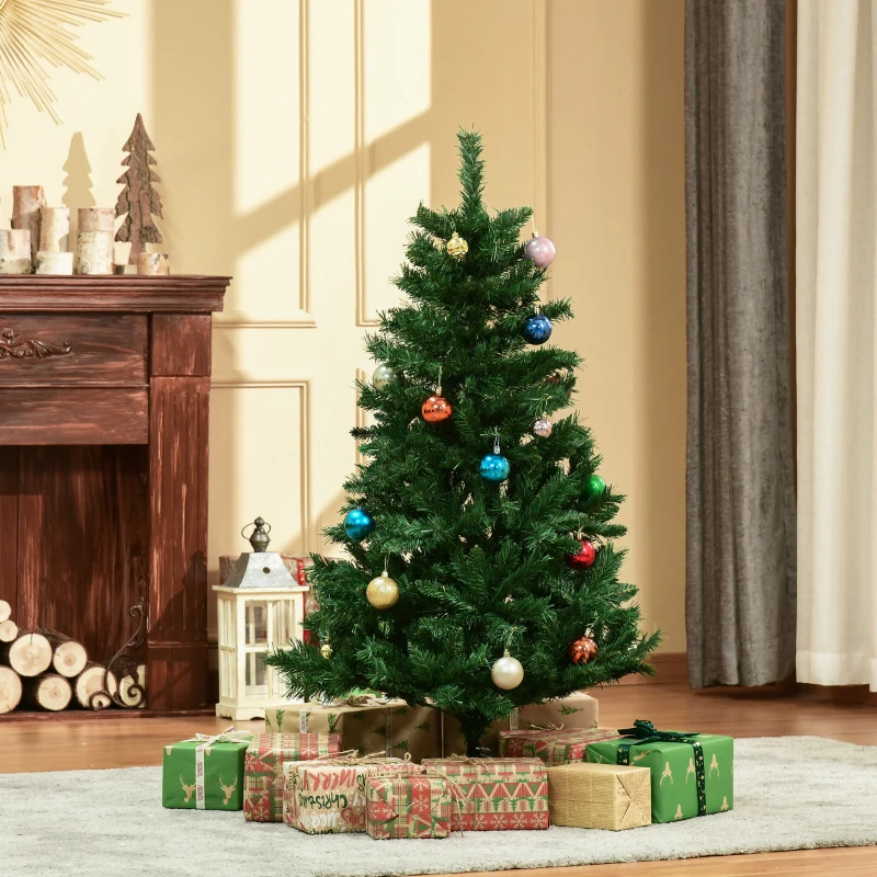 HOMCOM Árbol de Navidad Artificial 120 cm con 255 Ramas Ignífugas de PVC Apertura Automática Base Plegable y Soporte Metálico Montaje Rápido Decoración Interior Ø60x120 cm Verde