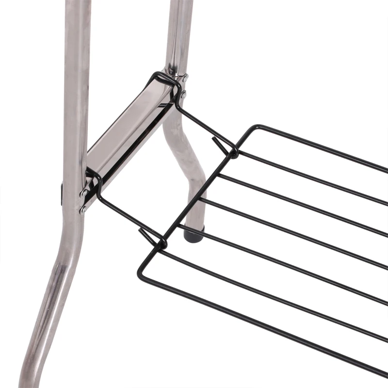 Outsunny Barbecue à Charbon Pliable Portable BBQ Grill sur Pied avec étagères + Grille + Plaque Cuisson dim. 104L x 33l x 70H cm Acier INOX.