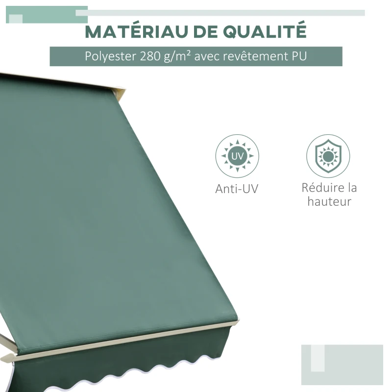 Outsunny Store banne Manuel Inclinaison réglable Aluminium Polyester imperméabilisé 70L x 180l cm Vert