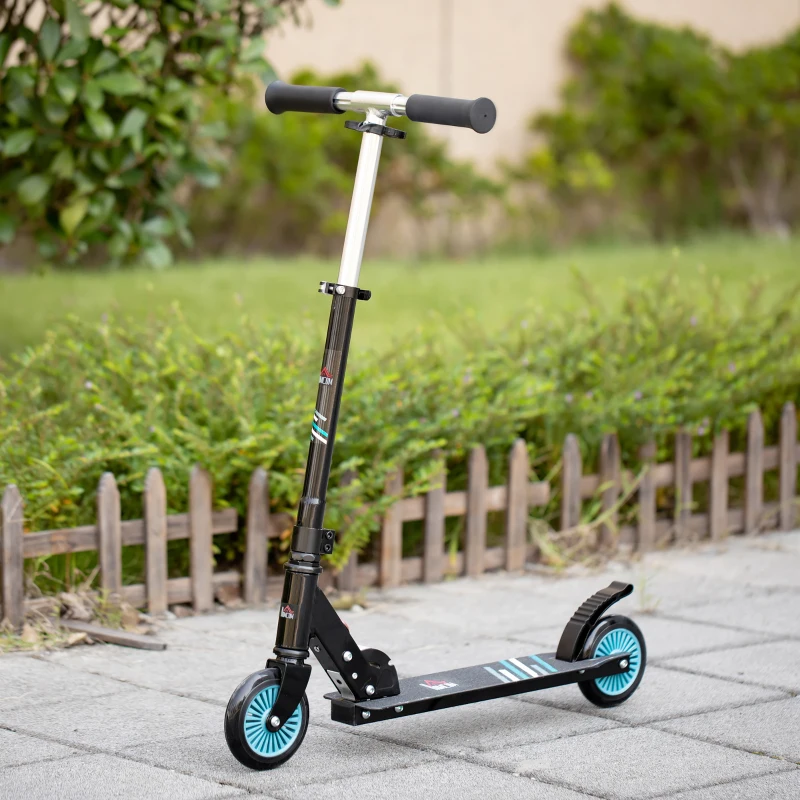 HOMCOM Kids Scooter One-Click Foldable Kick Scooter Adjustable Height for Boys and Girls 3 - 8 Years White