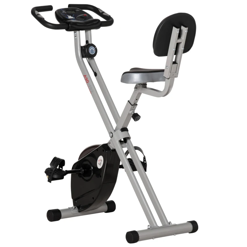 HOMCOM Exercise Bike Fitness Bicycle Indoor trainer Foldable 8-level Magnetic Resistance Adjustable w/LCD Monitor Pulse Sensor, Black(m-11)