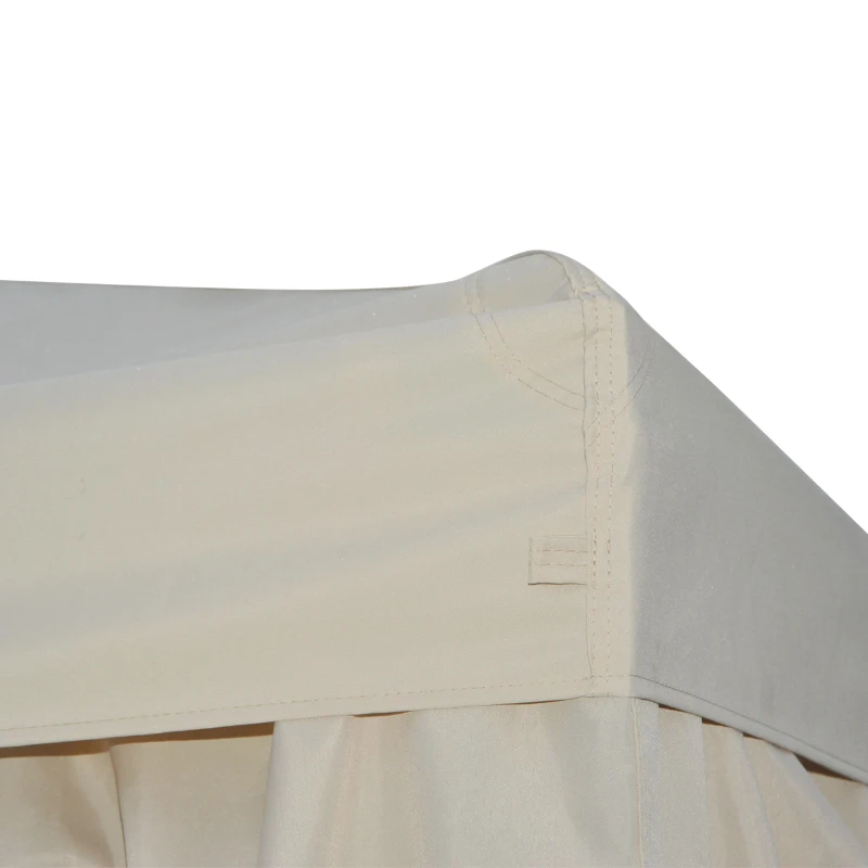 Outsunny Cenador de Jardín 3x3 m Pabellón para Exterior con Doble Techo de Ventilación y 4 Cortinas Laterales Extraíbles de Cremallera Gazebo para Terraza Patio Exterior Crema