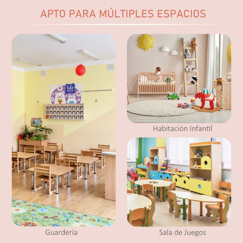 HOMCOM Estantería Infantil de Juguetes Organizador Almacenaje de Niños con 6 Cajas y Estante de HDPE para Sala de Juegos Guardería Libros 76x36x92 cm Coral y Blanco