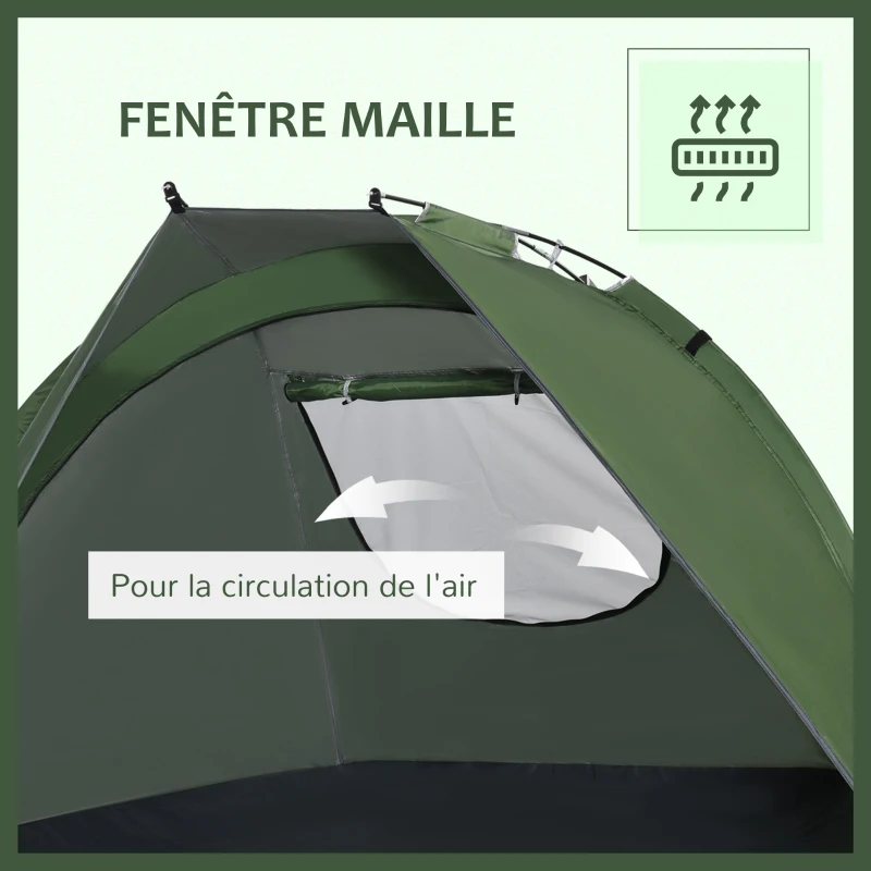Outsunny Tente de plage abri de plage pliable dim. 2,30L x 1,40l x 1,27H m fenêtre sac transport inclu polyester vert