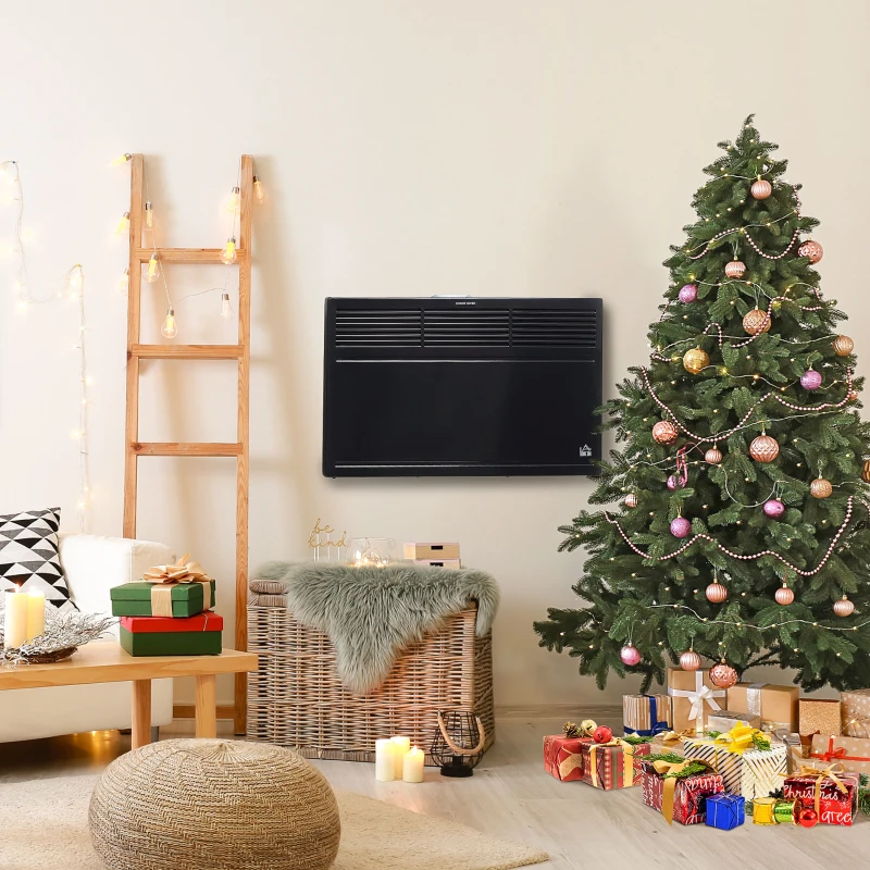 HOMCOM POWER Convector Radiator Freestanding or Wall-mounted Heating with 2 Heat Settings Safety Cut-Off, Black