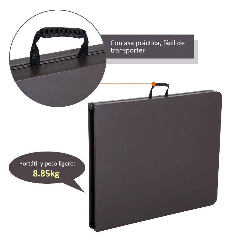 Outsunny Mesa de Camping Plegable y Portátil tipo Mesa Buffet Auxiliar Ligera y Multiusos con Asas PP 180x74x74.5cm (LxANxAL)