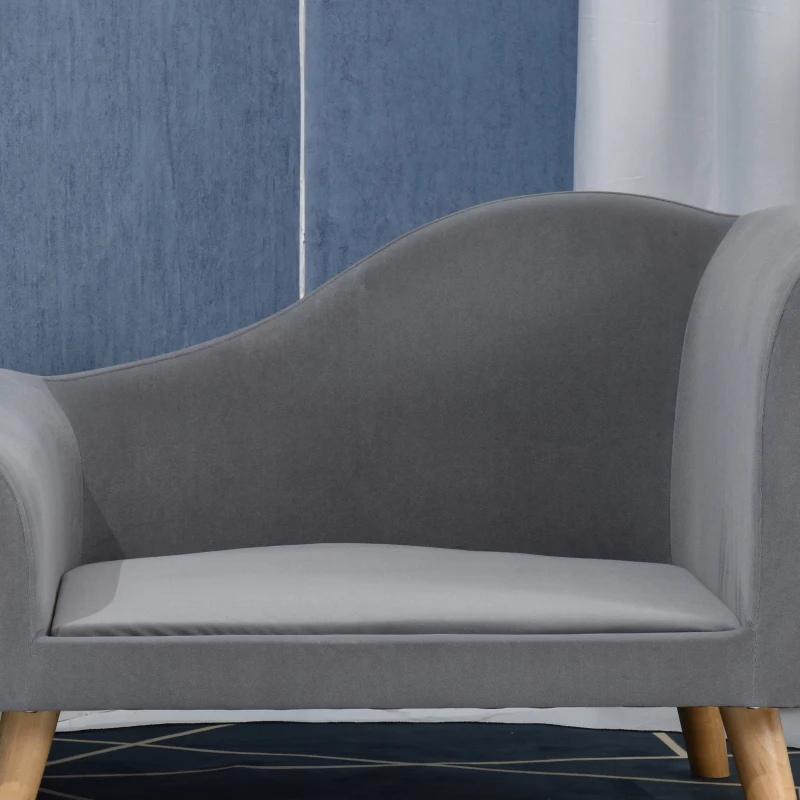 PawHut Canapé chien lit pour chien méridienne design scandinave coussin moelleux pieds bois massif dim. 82 x 55 x 49 cm velours gris