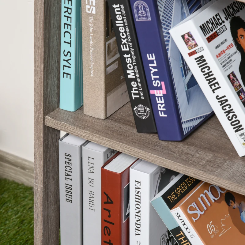 HOMCOM Estantería de Madera Librería de 2 Niveles con Laterales Reforzados para Libros Fotos Plantas 80x30x82 cm Roble