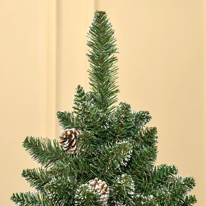 HOMCOM Sapin de Noël Artificiel Aspect enneigé 180H cm 50 Pommes de pin 718 Branches épines Imitation Nordmann Grand réalisme