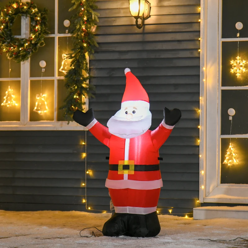 HOMCOM 4ft Inflatable Christmas Santa Claus Xmas Decoration 1 LED Holiday Air Blown Yard Outdoor Décor